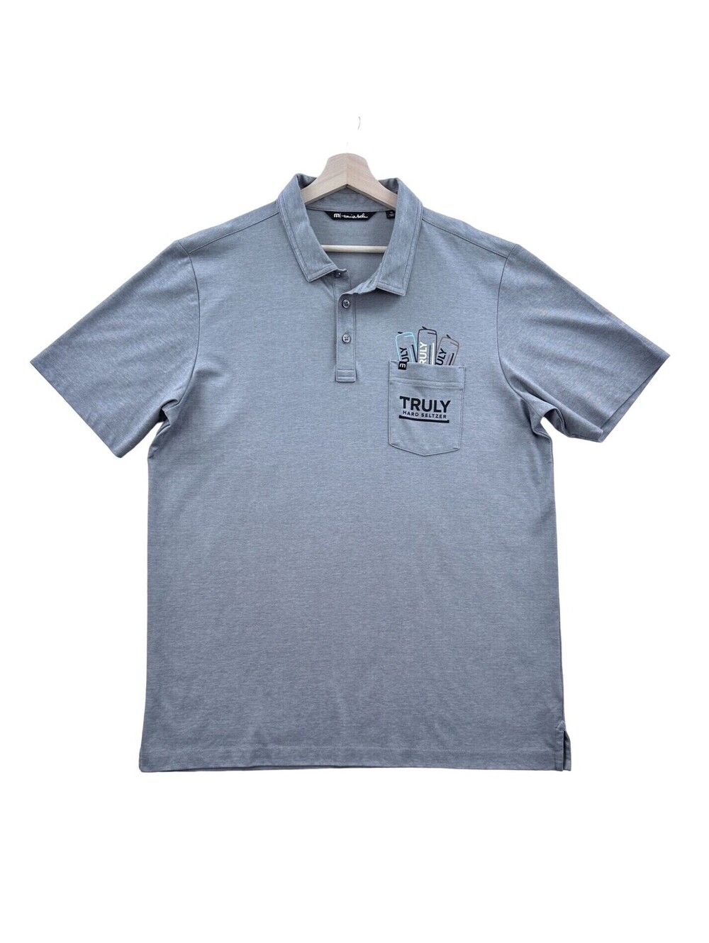 Travis Mathew Truly Hard Seltzer Gray Golf Polo Shirt XL